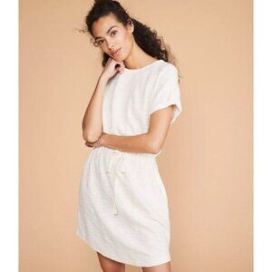Lou & Grey Cream Tweedknit‎ Short Sleeve Drawstring Mini Dress S